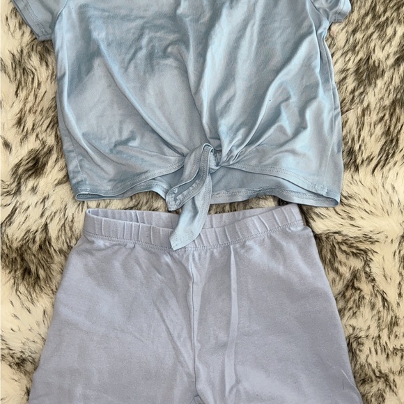 Kids Light Blue Tie-Front Top and Shorts Set - Picture 1 of 2